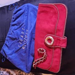 Stuart Weitzman - Deep red and gold vintage clutch purse